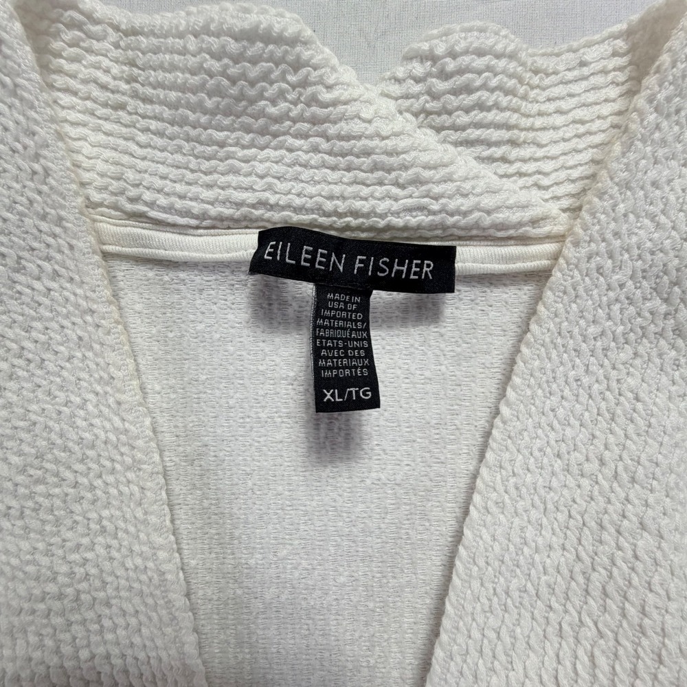 Eileen Fisher White Textured Knit Open Front Cardigan Sweater XL - Picture 4 of 6